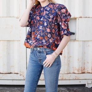 Ulla Johnson Joni Blouse Midnight Floral Size 2